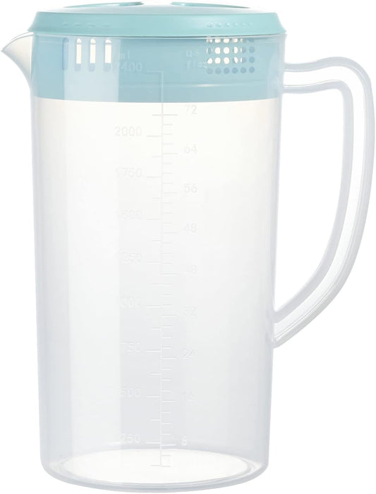 0.66 Gallon/2.5 Litre Plastic Pitcher with Lid BPA-FREE Eco-Friendly Carafes Mix Drinks Water Jug for Hot/Cold Lemonade Juice Beverage Jar Ice Tea Kettle (Blue, 81oz)