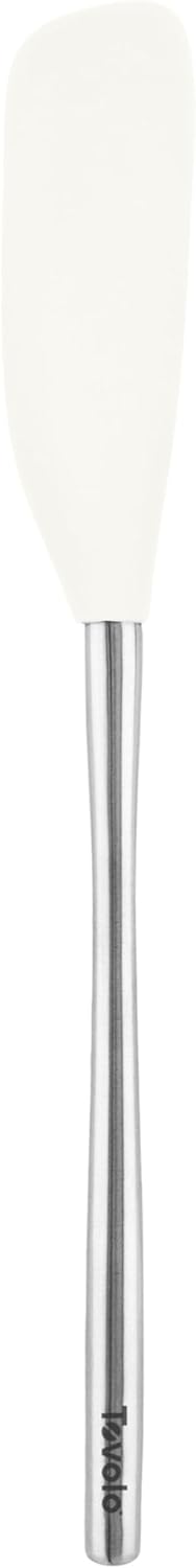 Tovolo Jar Spatula Silicone Long Stainless Steel Handle Scraper Spatula White, Jar Scraper Heat Resistant Dishwasher Safe BPA Free Kitchen Utensil for Scraping Spreading Jelly Peanut Butter