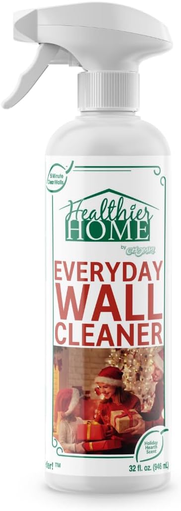 CHOMP! Painted Wall Cleaner Spray: Healthier Home 5-Minute CleanWalls 4-in-1 Multipurpose, Ceiling and Baseboard Cleaning - Dirt, Dust, Odor and Stain Remover - 32 Oz (Holiday Hearth Scent)