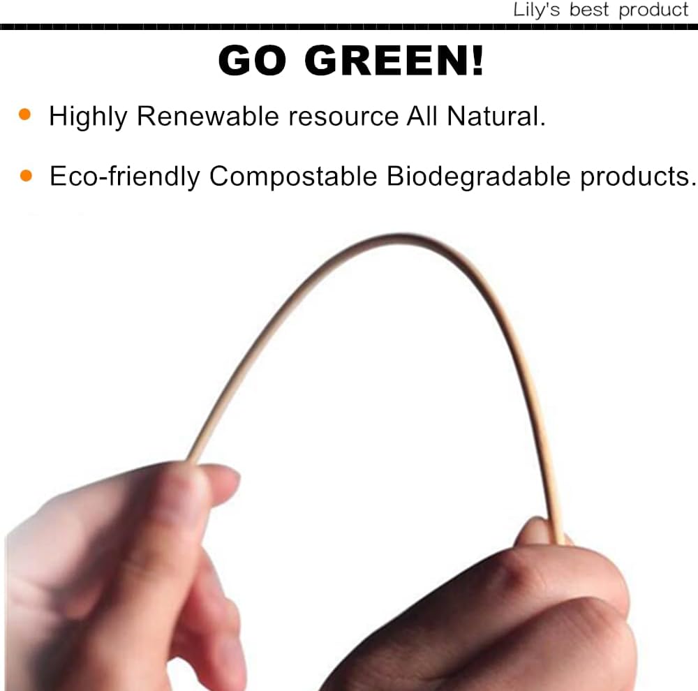 6" Natural Bamboo Skewers for BBQ，Appetiser，Fruit，Cocktail，Kabob，Chocolate Fountain，Grilling，Barbecue，Kitchen，Crafting and Party. Φ=4mm, More Size Choices 8"/10"/12"/14"/16"/17.5"/30"/36"(1000 PCS)