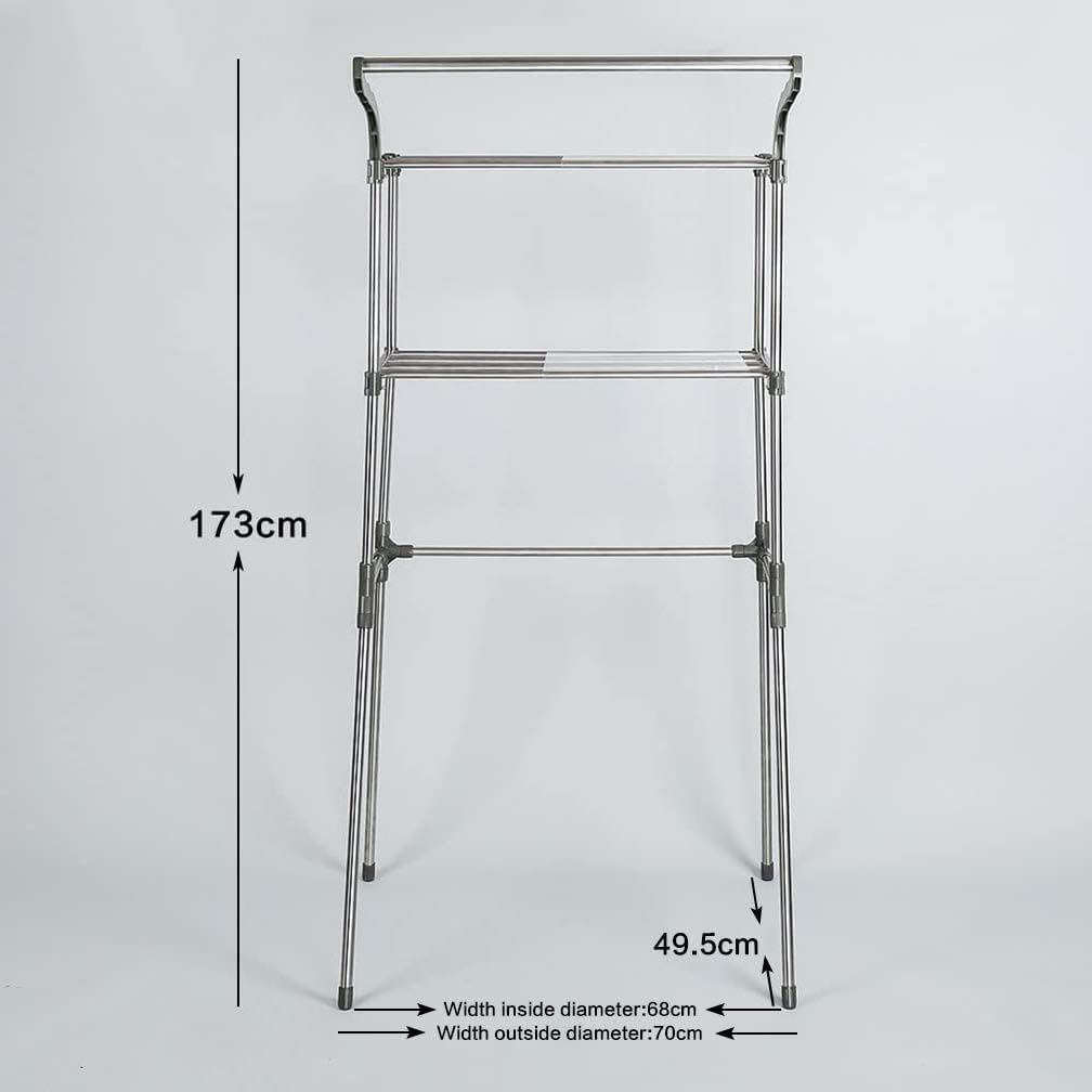 BAOYOUNI Bathroom Space Saver Over The Toilet Storage Rack Shelf Above Washing Machine Standing Organizer 2-Tier 26.77 W X 19.48 D X 68.11 H Inches, Grey