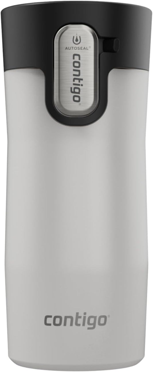 Contigo AUTOSEAL West Loop Vacuum-Insulated Stainless Steel Travel Mug with Easy-Clean Lid, 12oz, Salt Frosted Pearl