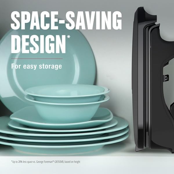 George Foreman Family-Size Grill & Panini Press, Nonstick Ceramic Coating, Fat-Removing Slope, Adjustable Angle, Indoor/Outdoor Use