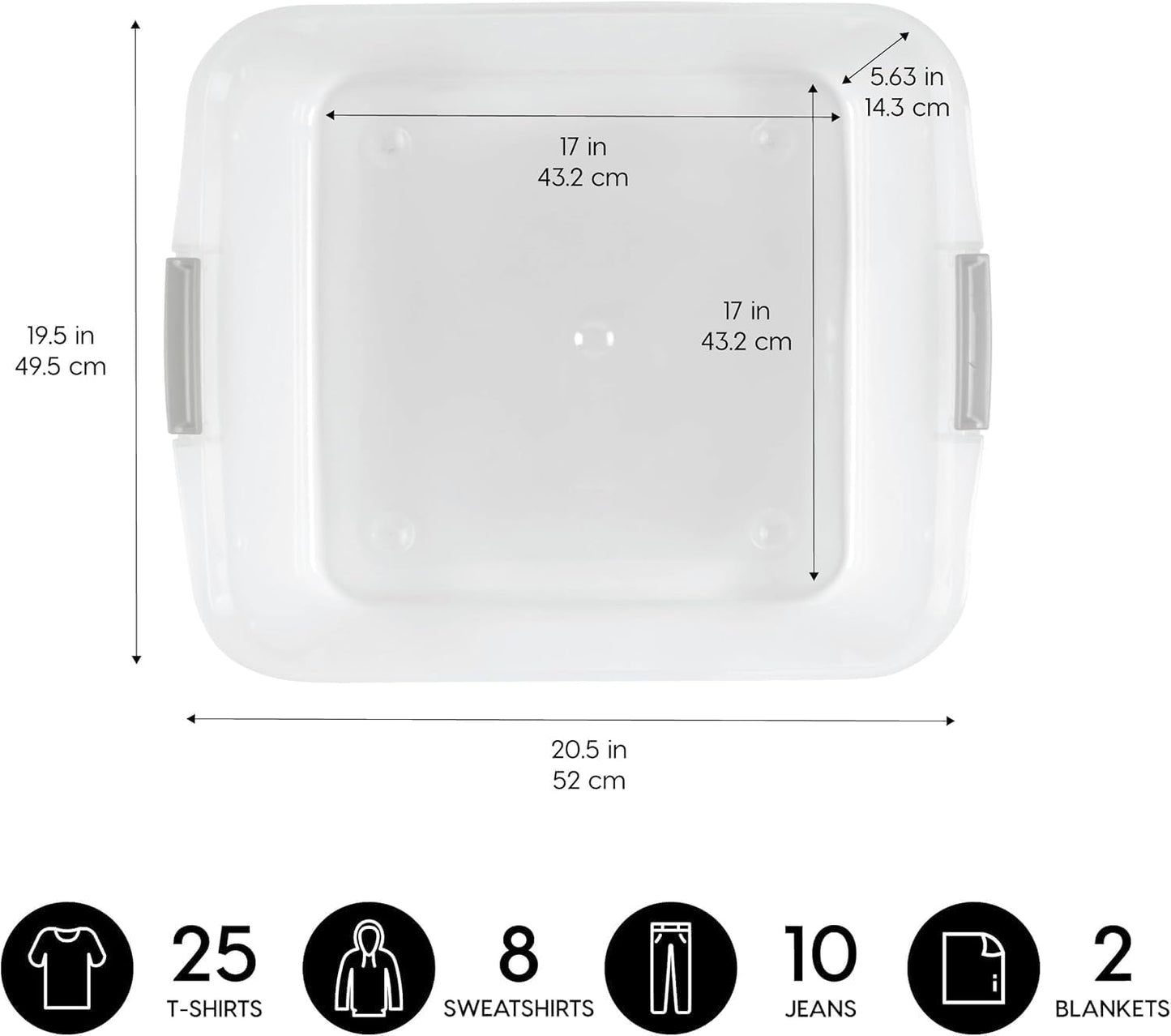 IRIS USA 33 Qt Plastic Under Bed Storage Organizer Bin Container with Secure Lids and Durable Black Buckles, Multi-Purpose for Clothes, Shoes, Clothing, and Bedding, Short, Clear, 3 Pack