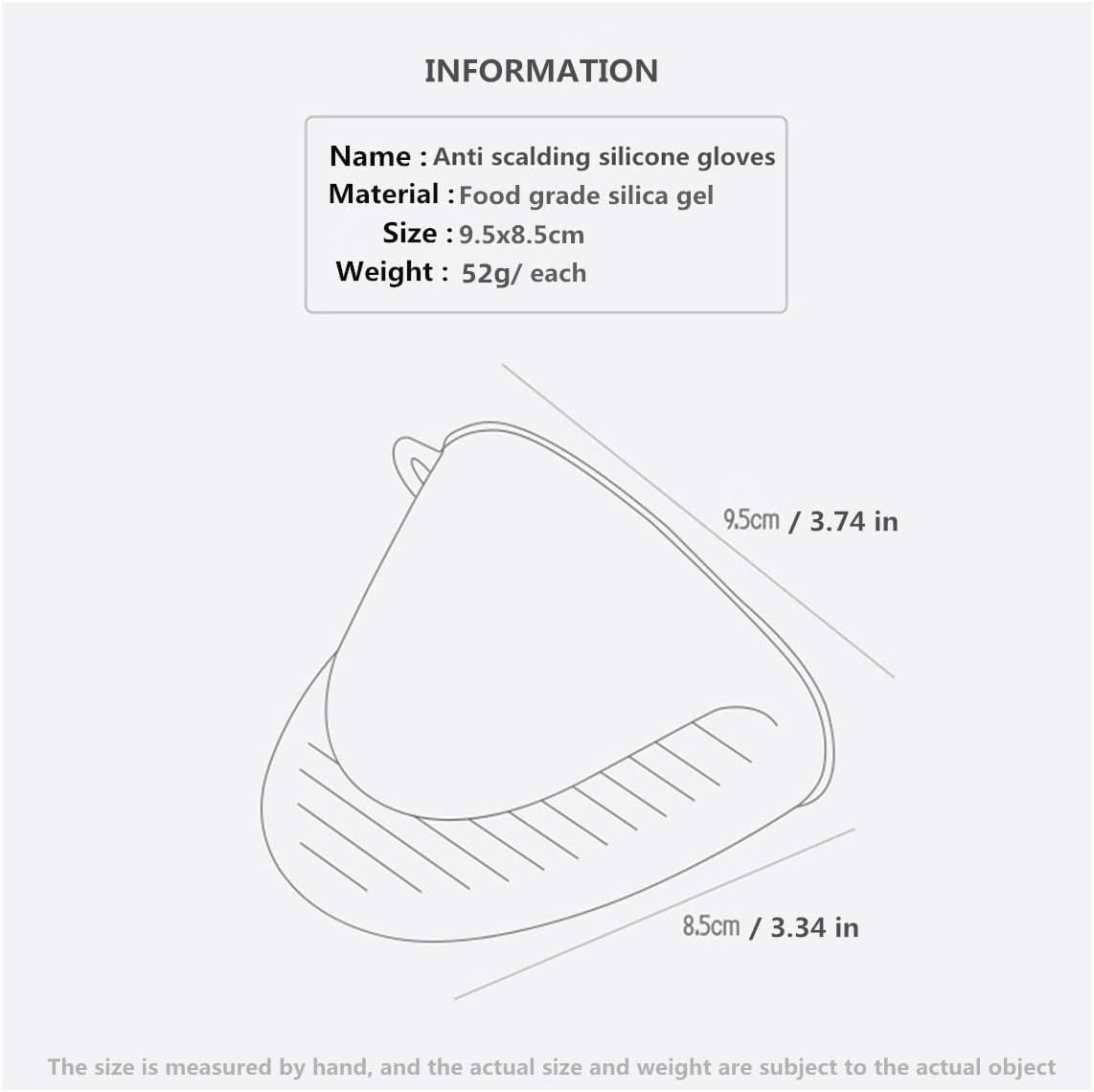 Oven Glove Thicken Silicone Pot Holder Mini Oven Mitt Heat Resistant Pinch Covers for Air Fryer, Baking, Cooking, BBQ Grilling (Grey)