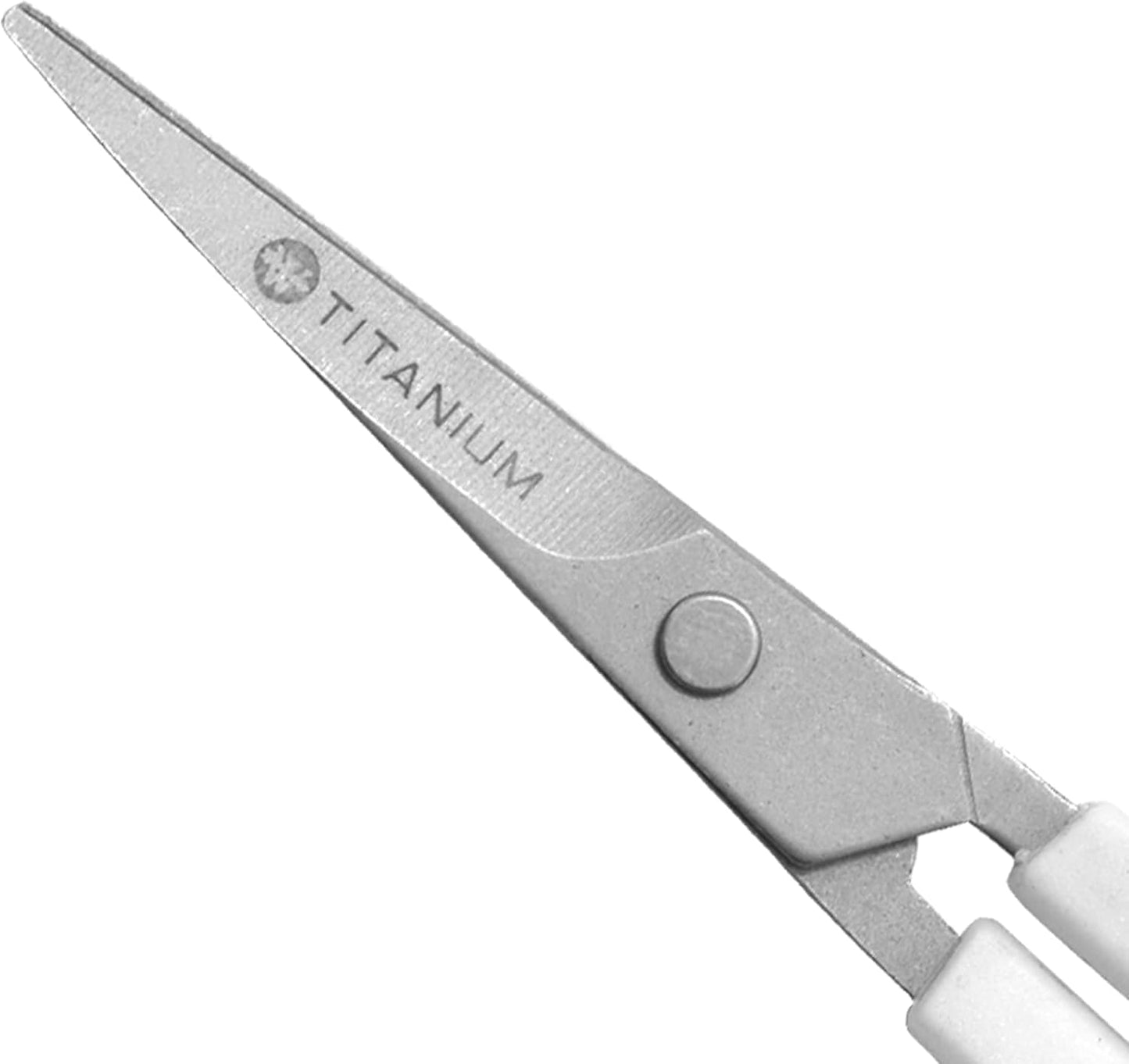 Westcott 4" Embroidery Scissors with Curved Titanium-Bonded Blades for Flush Trimming, Crafting, Sewing & More (White/Gray)