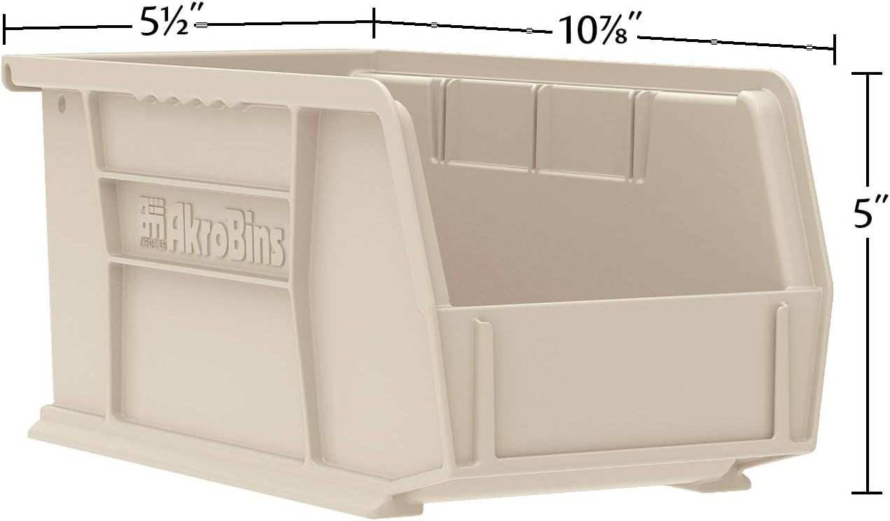 Akro-Mils 30230 AkroBins Plastic Storage Bins, Space-Saving Stackable Bins for Garage, Pantry, Craft Organization, 11-Inch x 5-Inch x 5-Inch, Green, 12-Pack