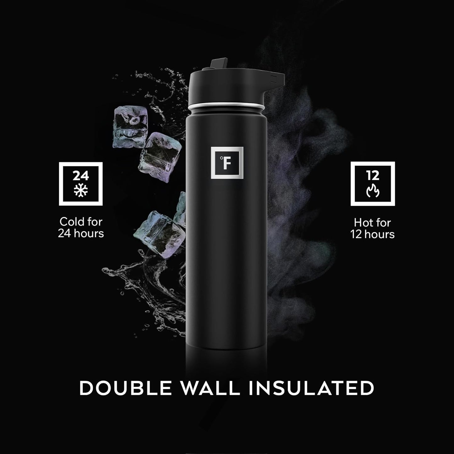 IRON °FLASK Camping & Hiking Hydration Flask with Straw, Wide Mouth Insulated Stainless Steel Sports Water Bottle - 22 oz Cashmere Cream