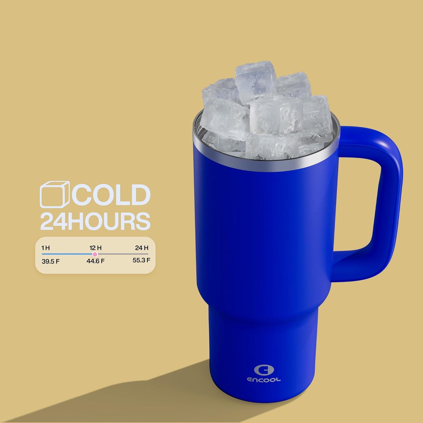 32 oz Tumbler with Handle and Straw: Stainless Steel Insulated Tumbler Keeps Cold for 24 Hours, Leakproof Travel Cup Fits in Cup Holder and BPA-Free,Royal Blue