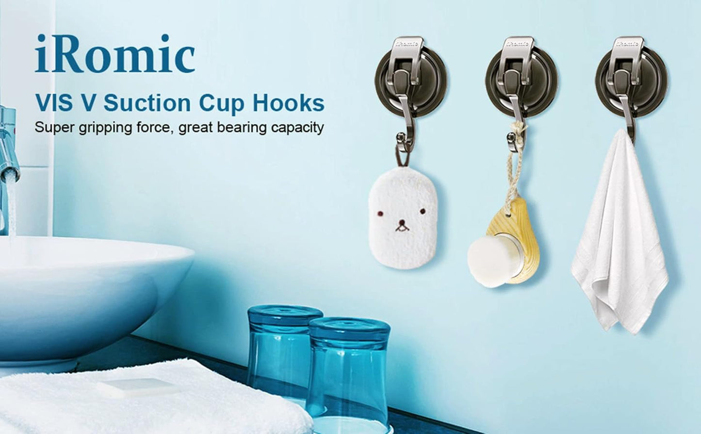Heavy Duty Vacuum Suction Cup Hooks (2Pack) for Shower,Glass Window,Kitchen&Bathroom&Restroom Organization，Green Bronze.