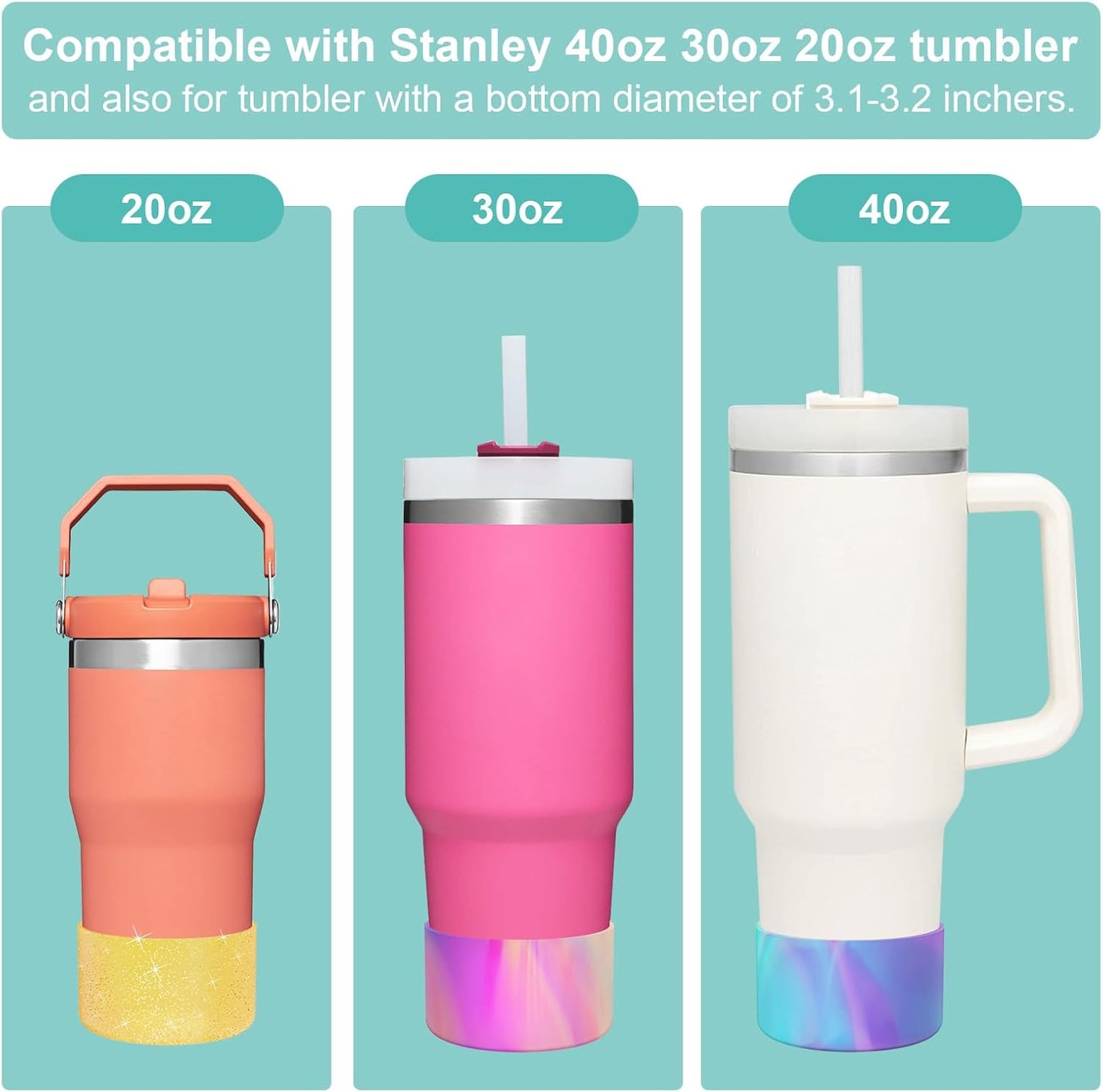 Upgrade 2PCS Protective Silicone Boot Bumper for Stanley Quencher Adventure 40oz 30oz 20oz Tumbler, Water Bottle Bottom Sleeve Cover Accessories for Stanley Mug Cup (Camouflage Blue)