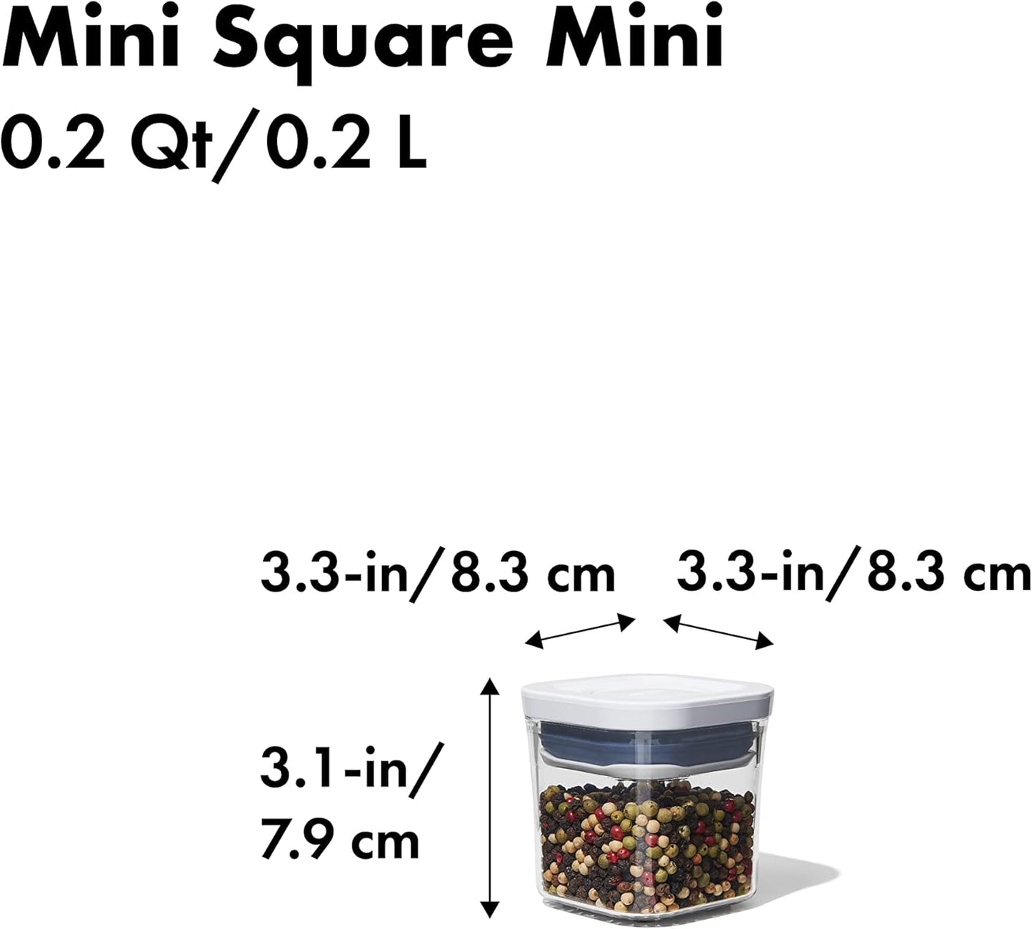 OXO Good Grips POP Container - Airtight Food Storage - Mini Square Mini 0.2 Qt Ideal for spices and dried herbs