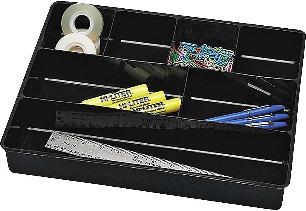 Rubbermaid Extra Deep Desk Drawer Director Tray, Plastic, 11.875 x 15 x 2.5 Inches, Black