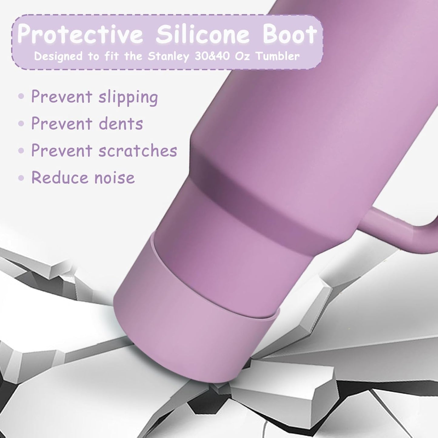 Stanley Cup Accessories Set,Including 2 Pcs 0.4in Straw Cover, 1 Silicone Spill-Proof Stopper Set of 3, 1 Cute Purple Flower Handle Charm, 1 Silicone Boot Fits Stanley 40&30 Oz Tumbler (Lilac)