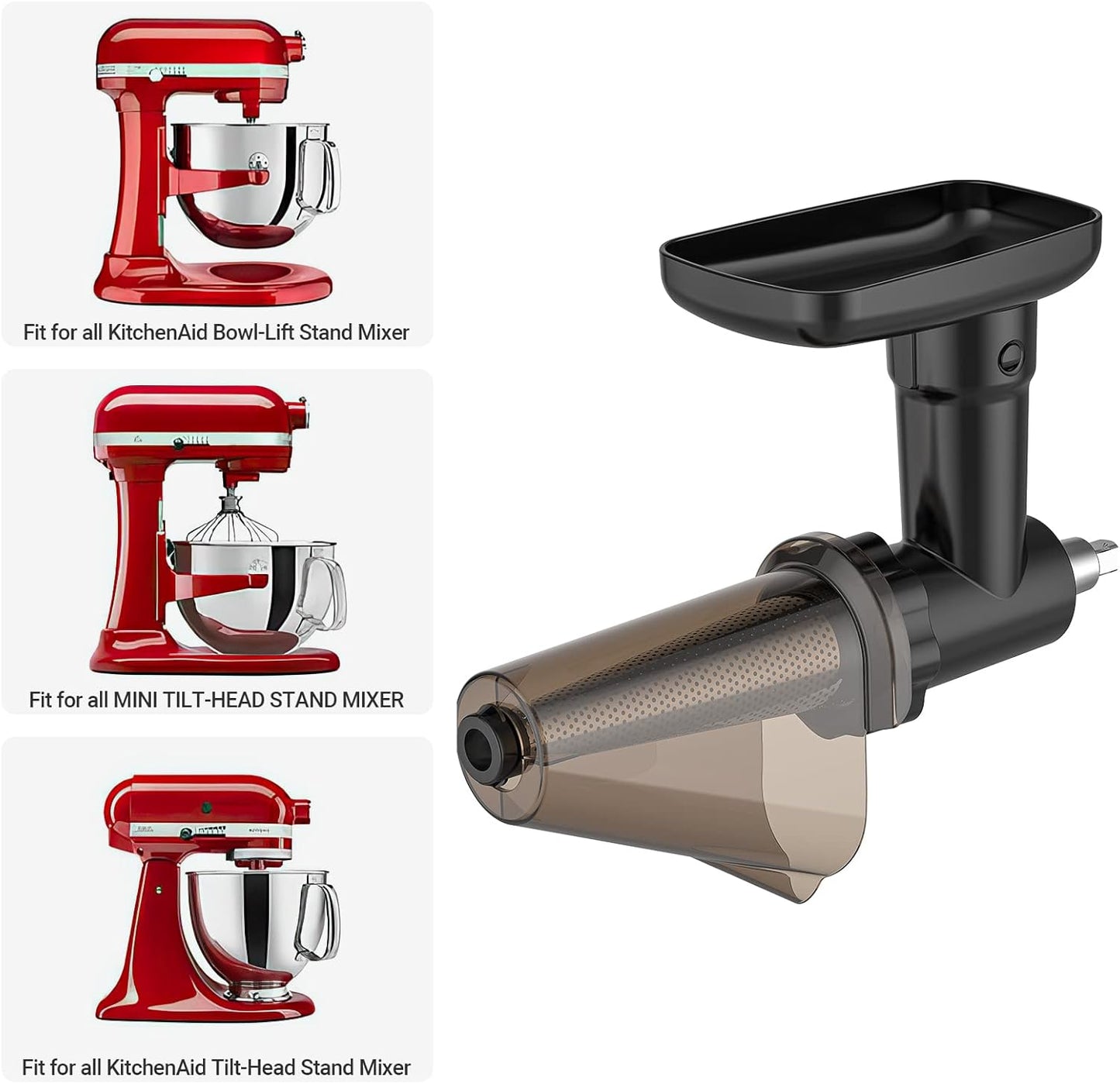 Fruit & Vegetable Strainer Attachment Set for KitchenAid Stand Mixer, Includes Food Grinder Attachment with Sausage Stuffer Tubes and Juicer Auger, Meat Grinder Attachment for KitchenAid by InnoMoon