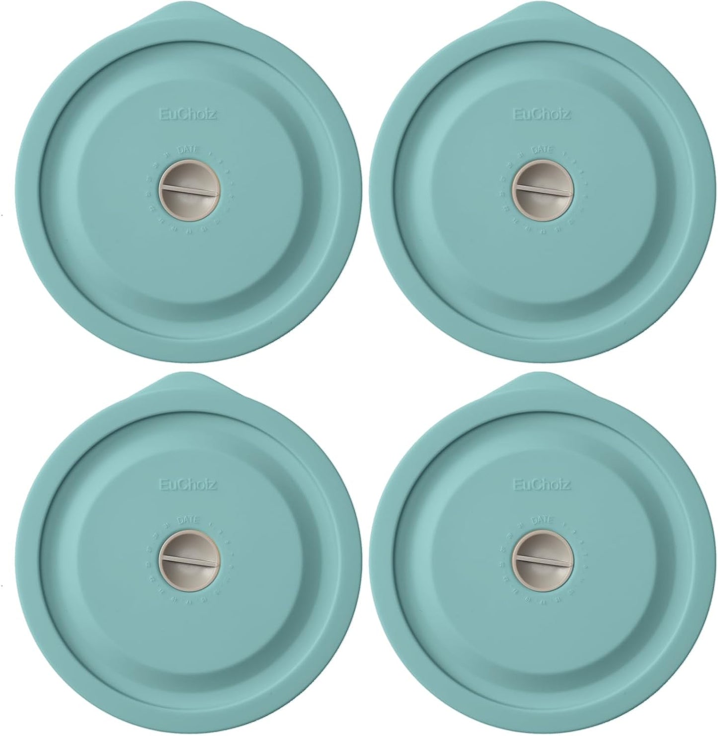 Replacement Lids for Pyrex 7200-PC 2 Cup, Silicone Round Storage Cover Lid for Anchor Hocking Glass Bowl 4 Pack with Date Mark