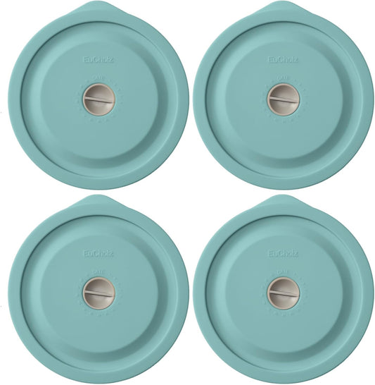 Replacement Lids for Pyrex 7200-PC 2 Cup, Silicone Round Storage Cover Lid for Anchor Hocking Glass Bowl 4 Pack with Date Mark