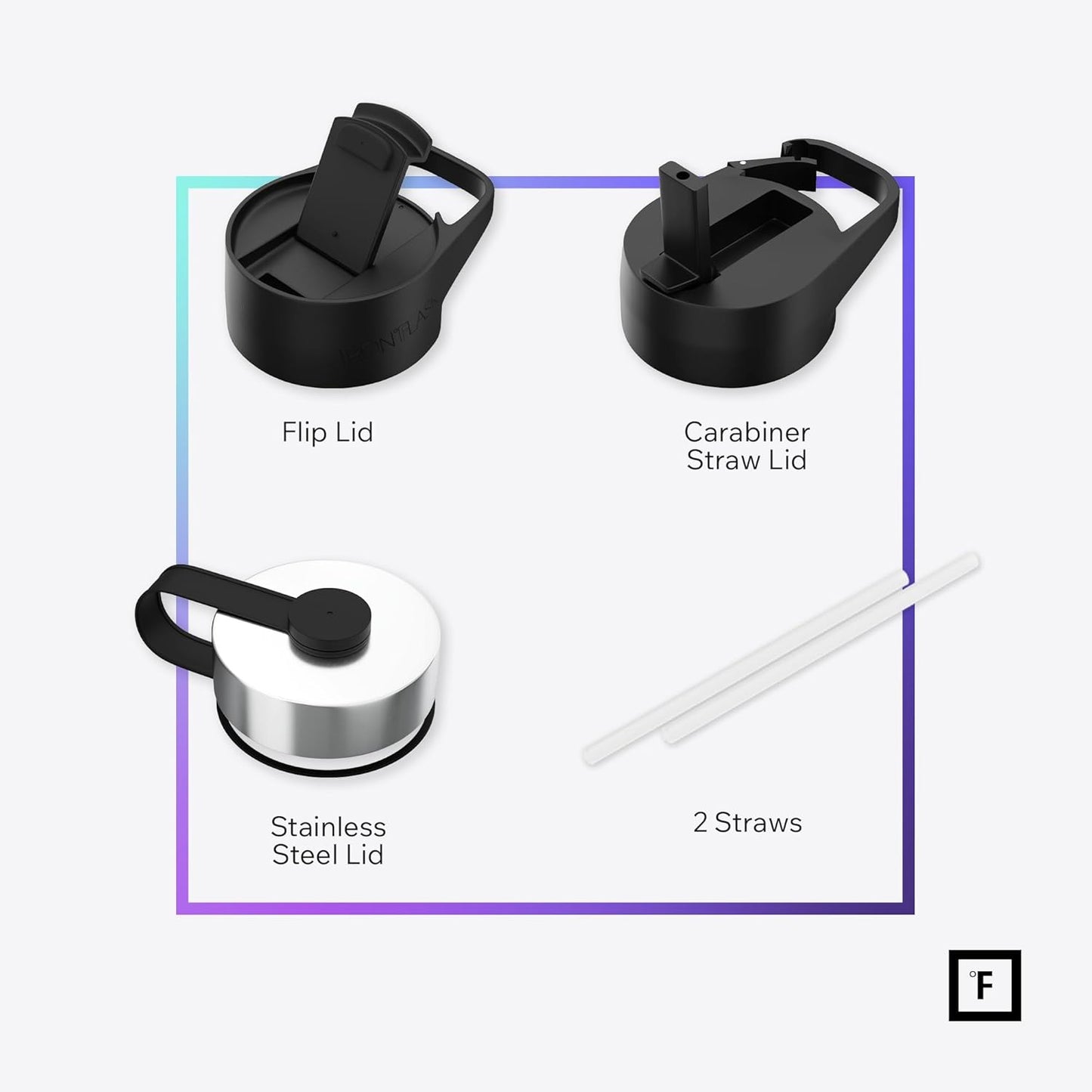 IRON °FLASK Camping & Hiking Hydration Flask with Straw, Wide Mouth Insulated Stainless Steel Sports Water Bottle - 22 oz Lavender