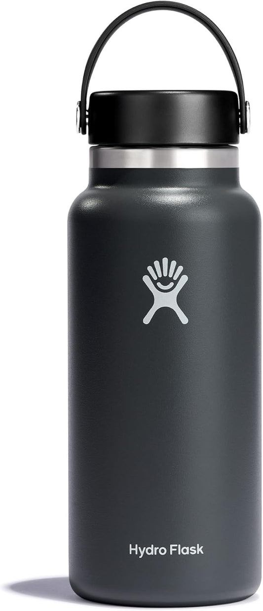 Hydro Flask Water Bottle - Insulated Stainless Steel - Wide Mouth Flex Lid, Non Spill, Leakproof and Refillable in 32 Oz Stone Gray