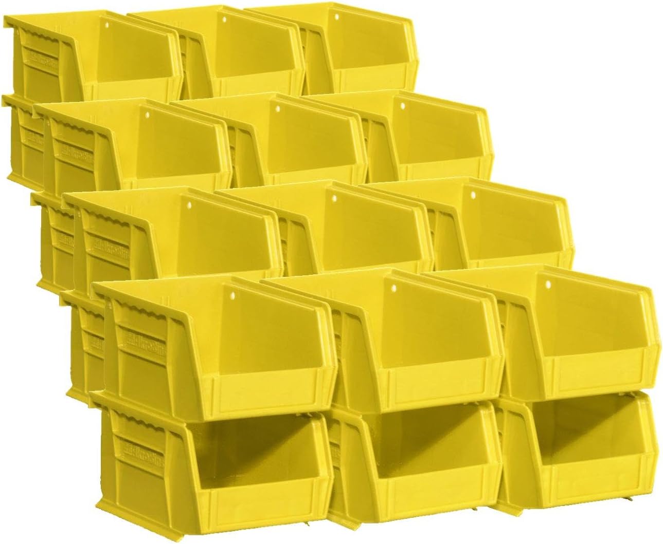 Akro-Mils Storage Bins 30210, Plastic | Stackable | Hanging Design | 5" x 4" x 3" | Yellow | Pack of 24