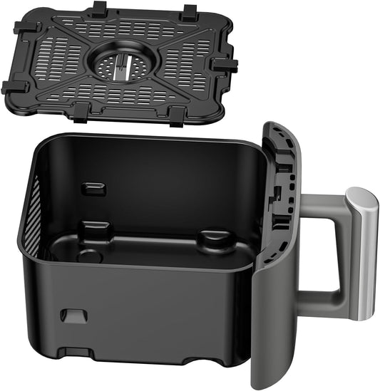 Air Fryer Basket Replacement Basket and Tray for Ninja SL451, Air Fryer Accessories for Ninja SL401 and SL451, Non-Stick Air Fryer Basket with Cover for Ninja SL401 and SL451, Dishwasher-Safe Basket