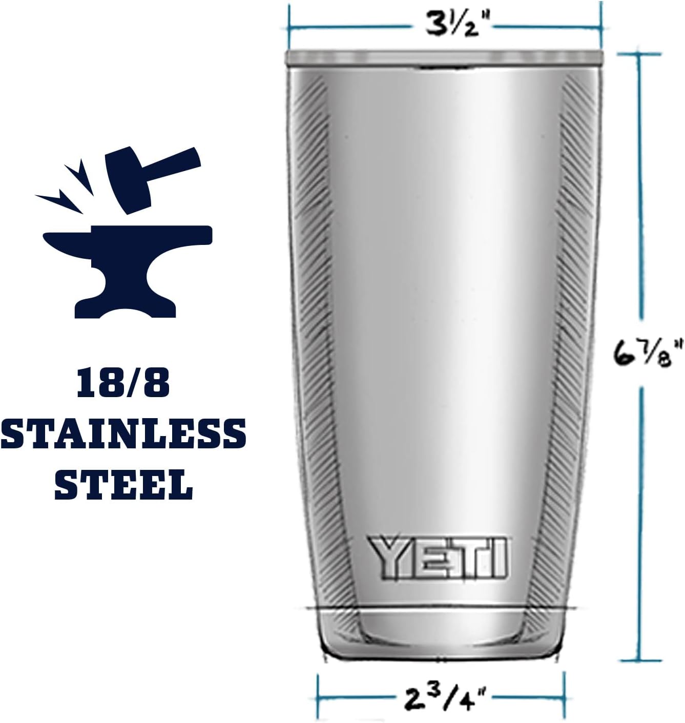 YETI Rambler 20 oz Tumbler, Stainless Steel, Vacuum Insulated with MagSlider Lid, Highlands Olive