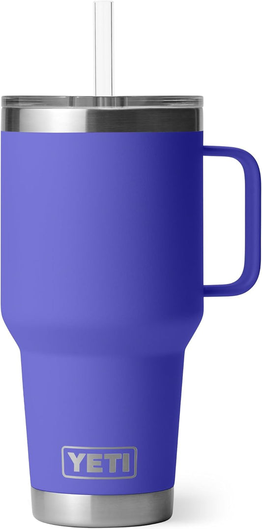 YETI Rambler 35 oz Tumbler with Handle and Straw Lid, Travel Mug Water Tumbler, Vacuum Insulated Cup with Handle, Stainless Steel, Ultramarine Violet