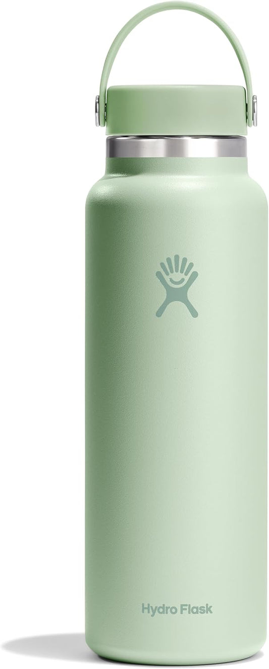 Hydro Flask Water Bottle - Insulated Stainless Steel - Wide Mouth Flex Lid, Non Spill, Leakproof and Refillable in 40 Oz