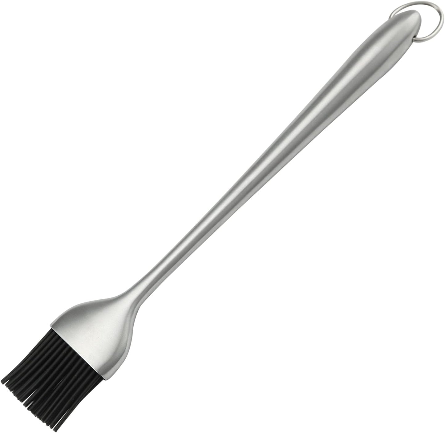 Heavy-duty BBQ Basting Brush by HQY - Silicone Bristles with 12 Inch Stainless Steel Handle - Make Grilling Easy - 5 Year Guarantee