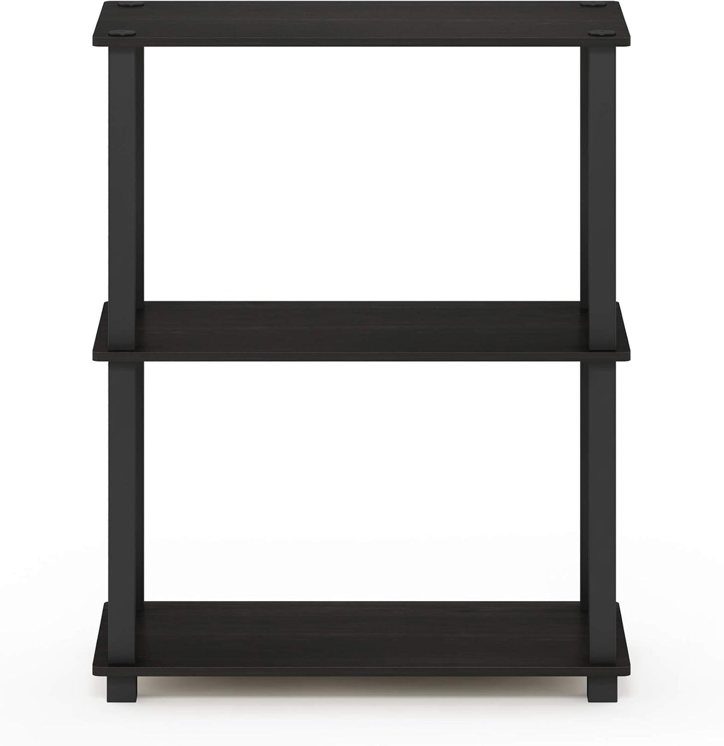 Furinno TURN-S-TUBE Storage Shelves, 3-Tier Book Shelf, Corner Shelf, Toolless Open Shelves, for Organization and Storage, Living Room, Garage, Home Office, Espresso