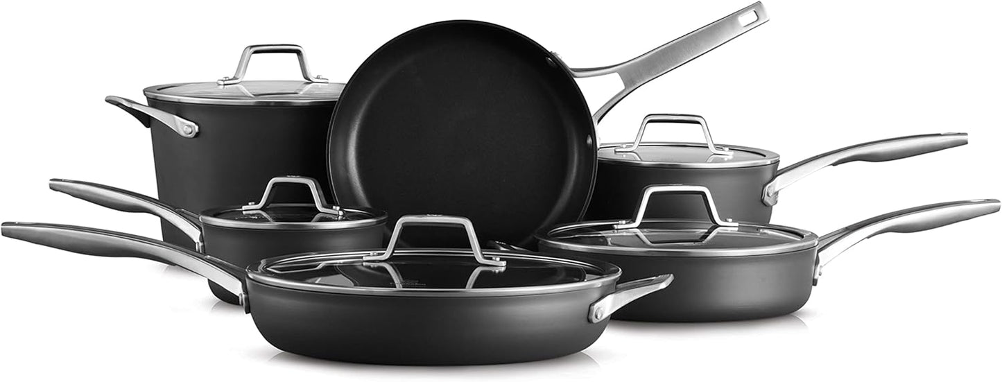 Calphalon Premier Hard-Anodized Nonstick Cookware 11-Piece Pots and Pans Set Dishwasher and Oven Safe with MineralShield Nonstick Technology Durable and Versatile Kitchen Cookware