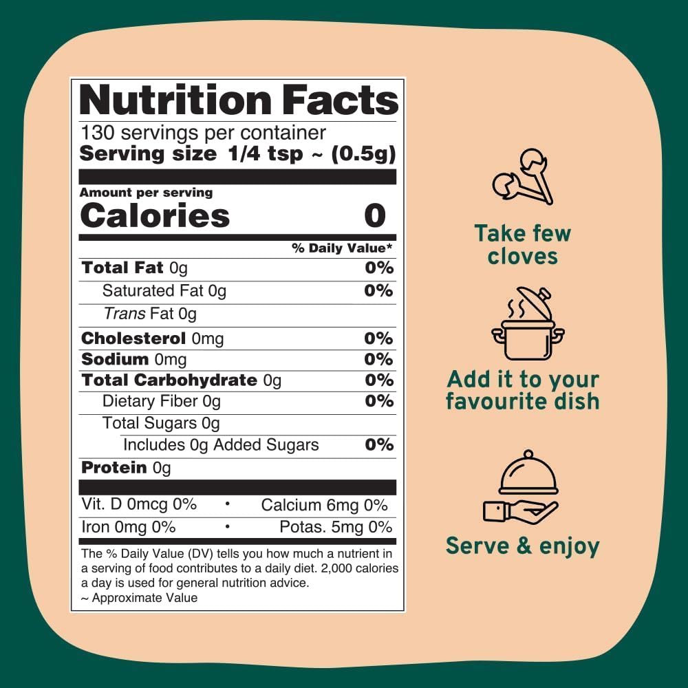 HANDPICK Organic Cloves Whole (2.3oz, 65g) Premium Cloves from South India | Packed in a Resealable Zip Lock Pouch | Perfect for Cooking, Smoothies, Pomander Balls & Tea