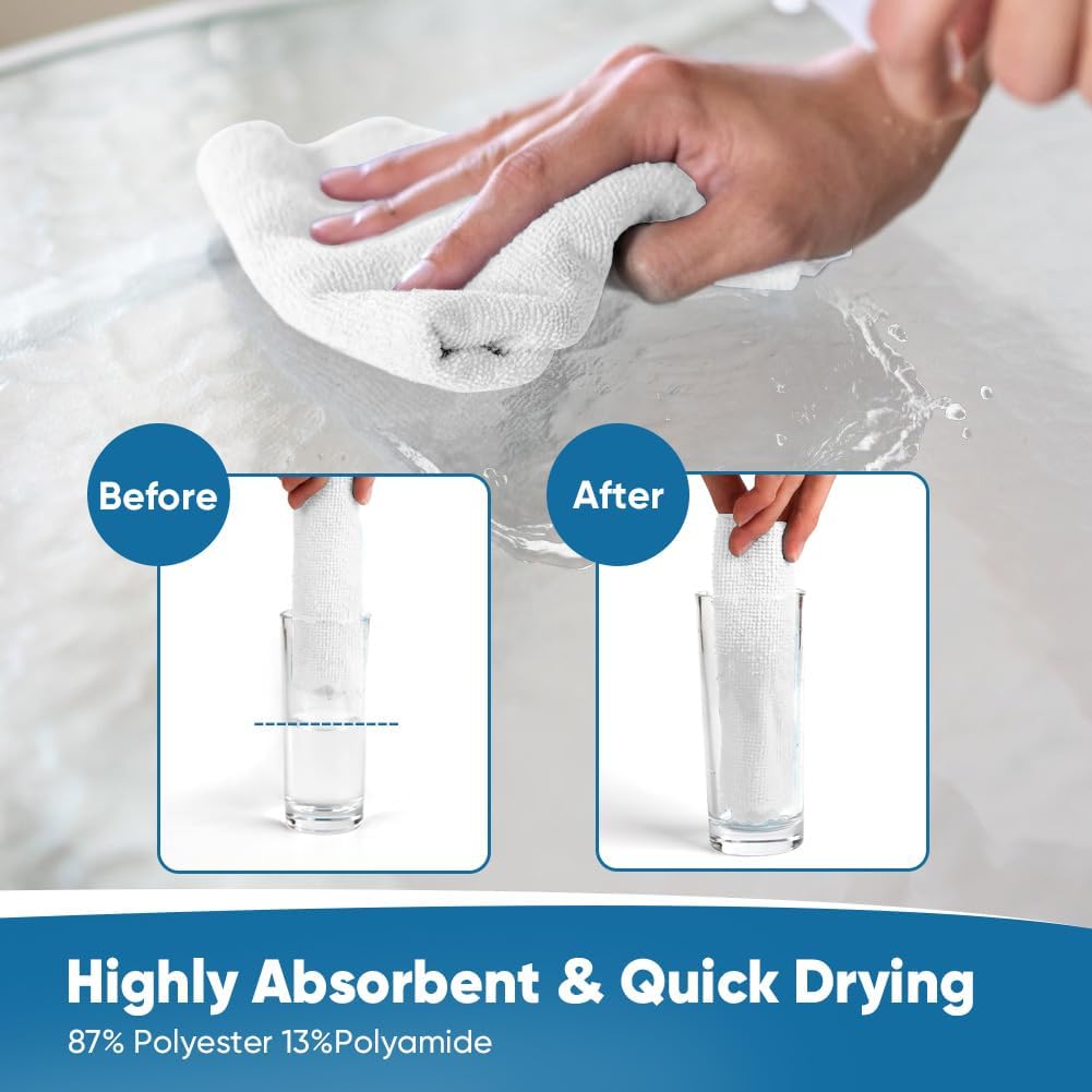 Orighty Microfiber Cleaning Cloths, 75 Sheets Shop Towels, Reusable Paper Towels Shop Rags, Washable Microfiber Towel Roll Cleaning Rags for Cars, House, Kitchen, 11.5’’ x 11.5’’, White