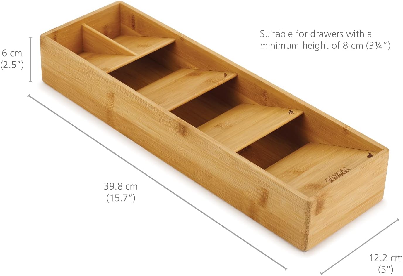 Joseph Joseph DrawerStore Compact Utensil Organizer For Kitchen Drawer Silverware, Flatware Tray, Small, Bamboo
