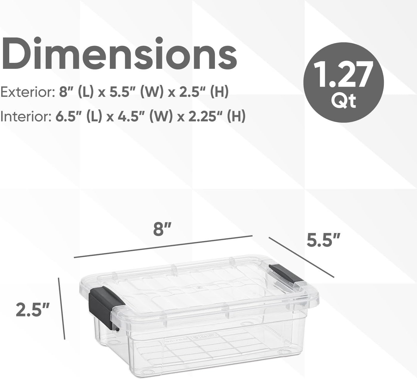 Superio Clear Storage Boxes with Lids, 1.27 Quart Plastic Container Bins for Organizing, Stackable Crates, BPA Free, Non Toxic, Odor Free, Organizers for Home, Office and Dorm