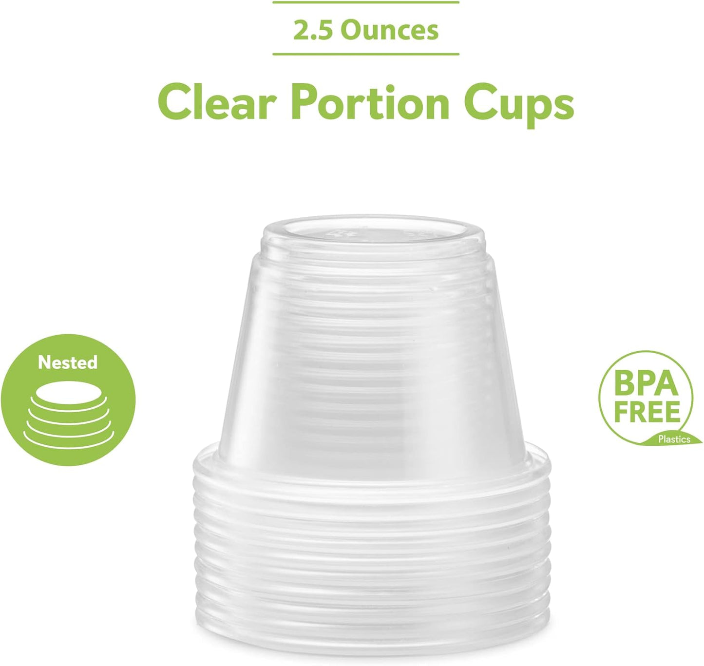 {2.5 oz,200 Cups} Clear Diposable Plastic Portion Cups No Lids, Small Mini Containers For Portion Controll, Jello Shots, Meal Prep, Sauce Cups, Slime, Crafts, Disposable Souffle Cups & Much more