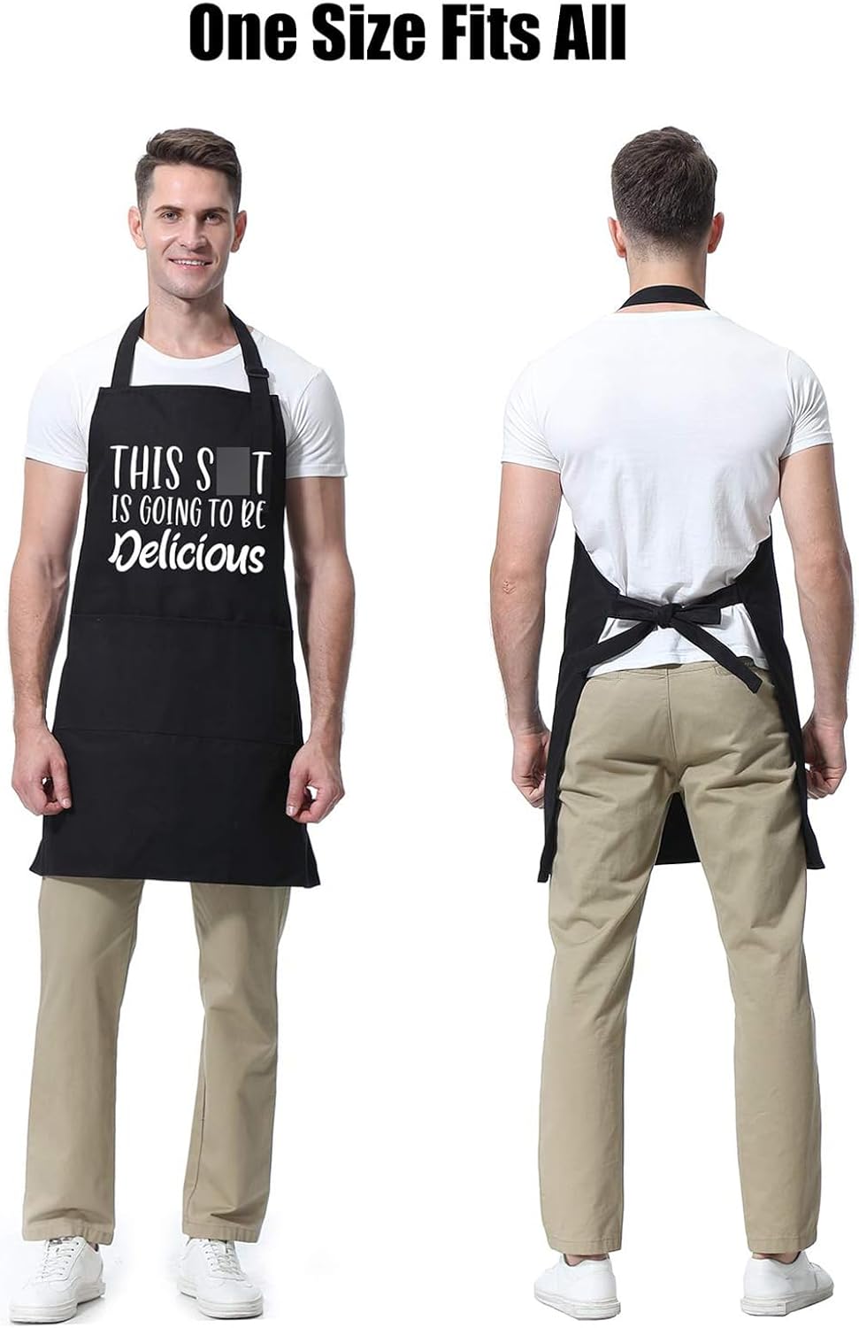 Miracu Funny Cooking Aprons for Women, Funny Baking Aprons for Men Dad - Mens Cooking Gifts for Bakers Husband Boyfriend - Christmas Fathers Day Birthday Kitchen Gifts for Men, BBQ Grilling Presents