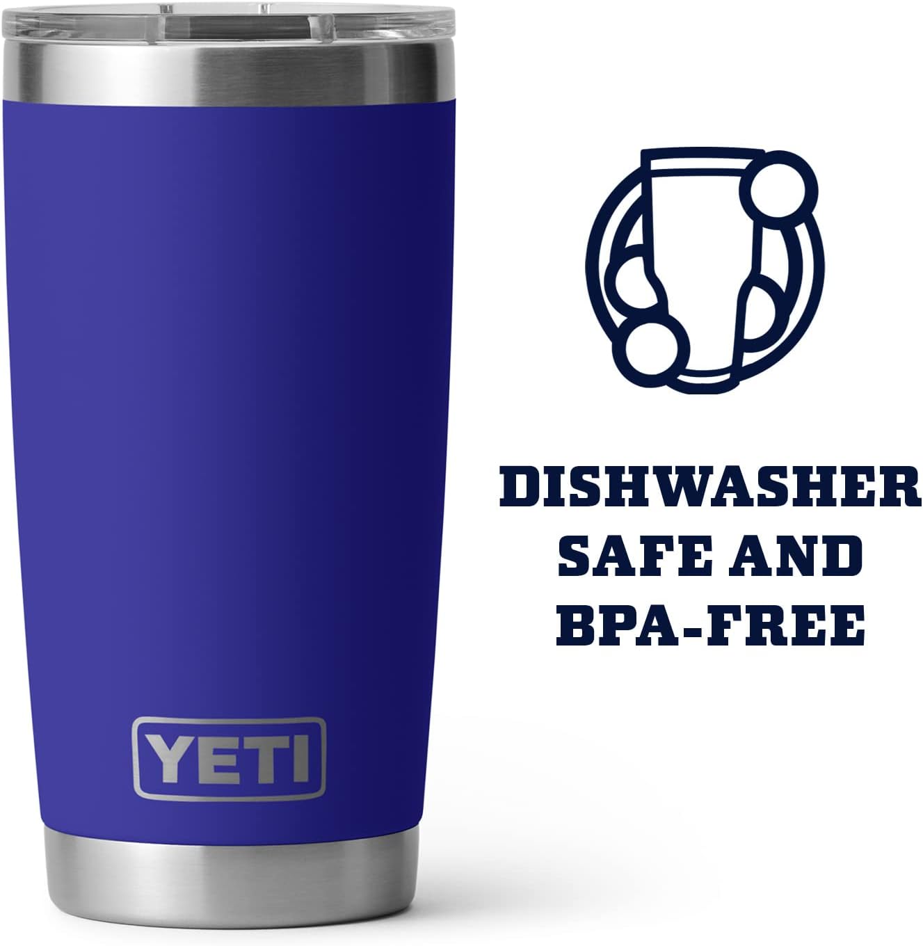 YETI Rambler 20 oz Tumbler Retired Color, Stainless Steel, Vacuum Insulated with MagSlider Lid, Offshore Blue