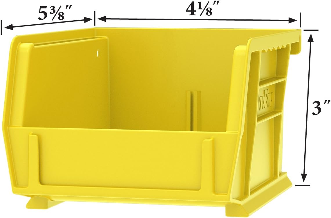 Akro-Mils 30210 AkroBins Plastic Storage Bins, Space-Saving Stackable Bins for Garage, Pantry, Craft Organization, 5" x 4" x 3", Red, (Pack of 24)