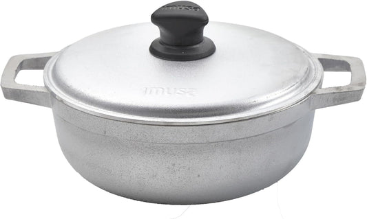 IMUSA Caldero Stock Pot with Aluminium Lid 2QT, Cast Aluminum, Perfect for Serving Small Groups, Riveted Handles, Made in Colombia, Silver