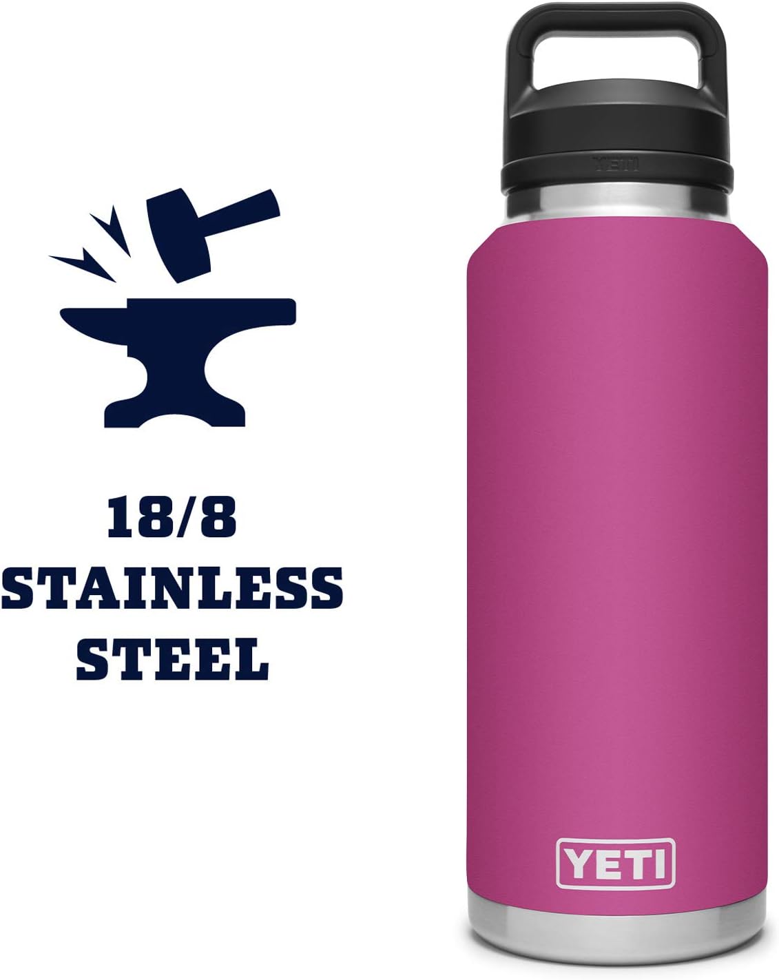 YETI Rambler 46 oz Bottle, Leakproof, Vacuum Insulated, Stainless Steel with Chug Cap, Prickly Pear