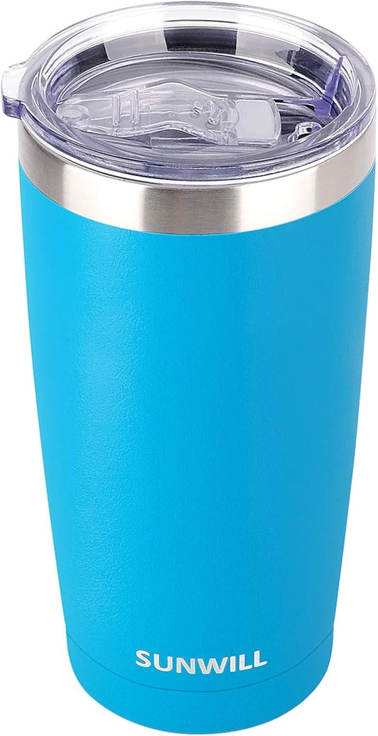 SUNWILL Travel Coffee Tumbler 20 oz, Insulated Mug with Lid, Stainless Steel Cup for Outdoor, Powder Coated Royal Blue