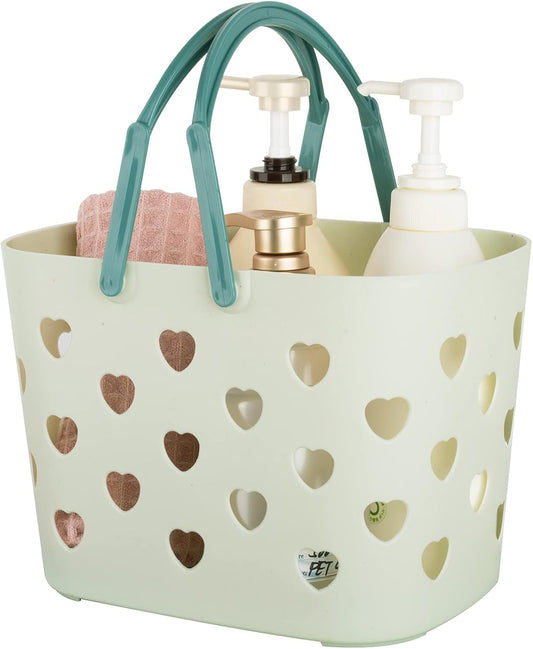 Anyoifax Portable Shower Caddy Tote Plastic Storage Basket with Handle Box Organizer Bin for Bathroom, Pantry, Kitchen, College Dorm, Garage - Green