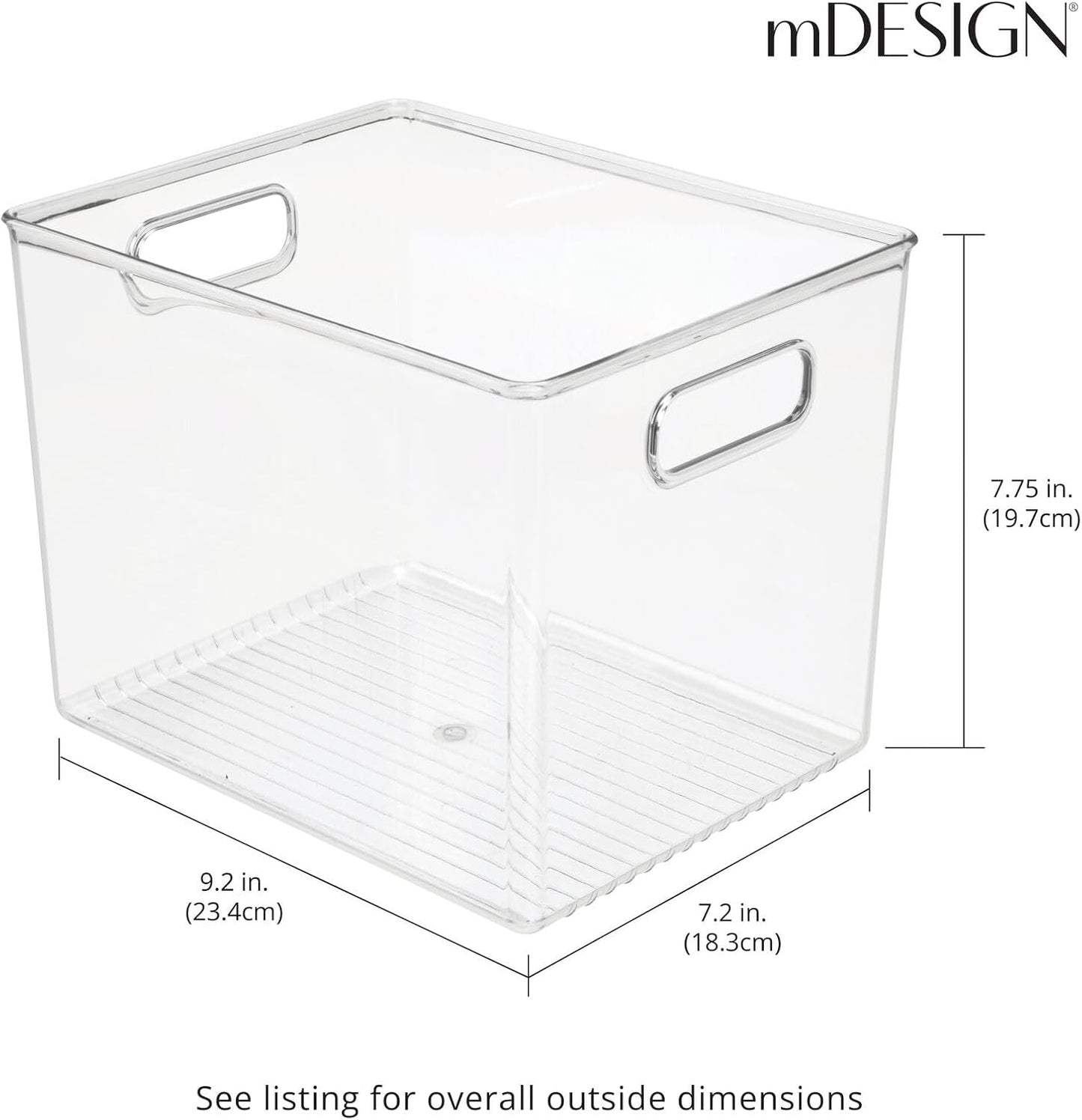 mDesign Plastic Storage Closet Organizer Bin, Container Bin for Entryway, Hallway, Linen, and Coat Closet - Organization for Clothing, Blankets, Toys, and Accessories, Ligne Collection, 4 Pack, Clear