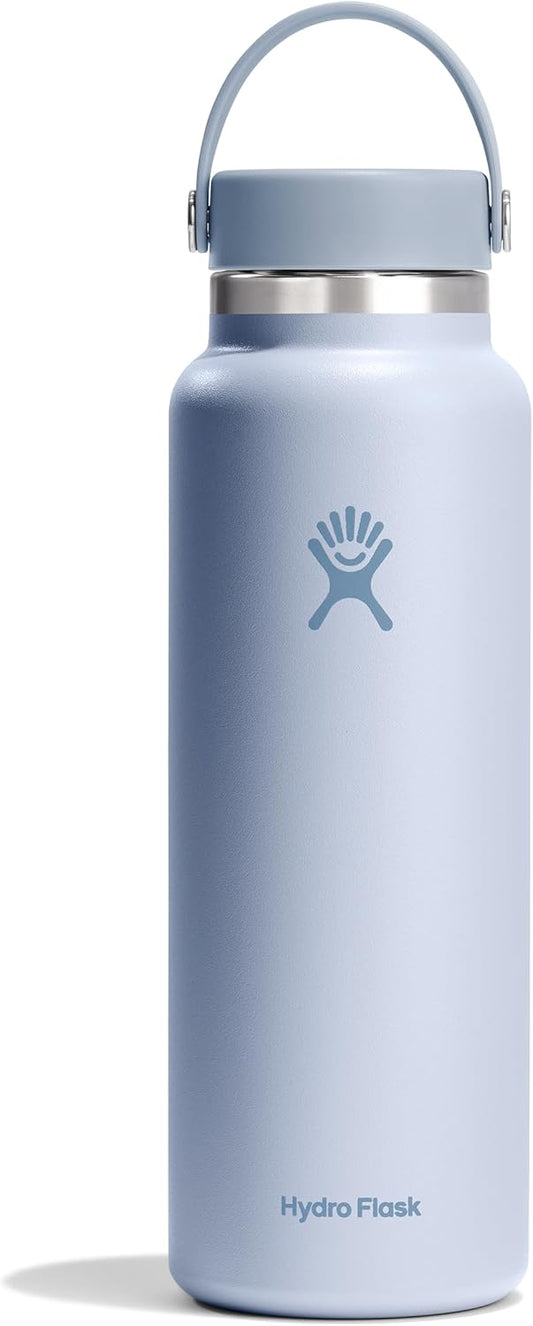 Hydro Flask Water Bottle - Insulated Stainless Steel - Wide Mouth Flex Lid, Non Spill, Leakproof and Refillable in 40 Oz