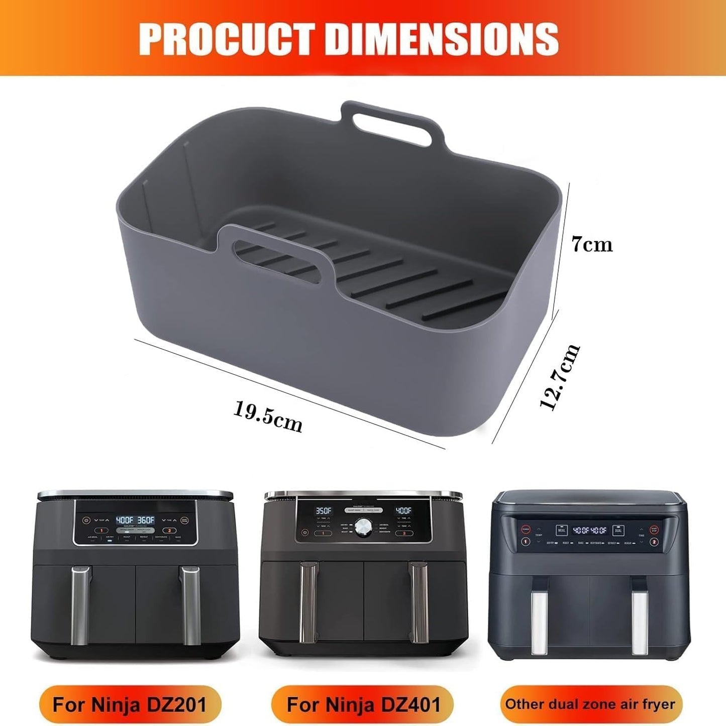 2pcs Silicone Baking Moulds Cake Tins for Dual Air Fryer, Non-Stick Quick Release Heat Resistant Loaf Pans Air Fryer Accessories(Black)