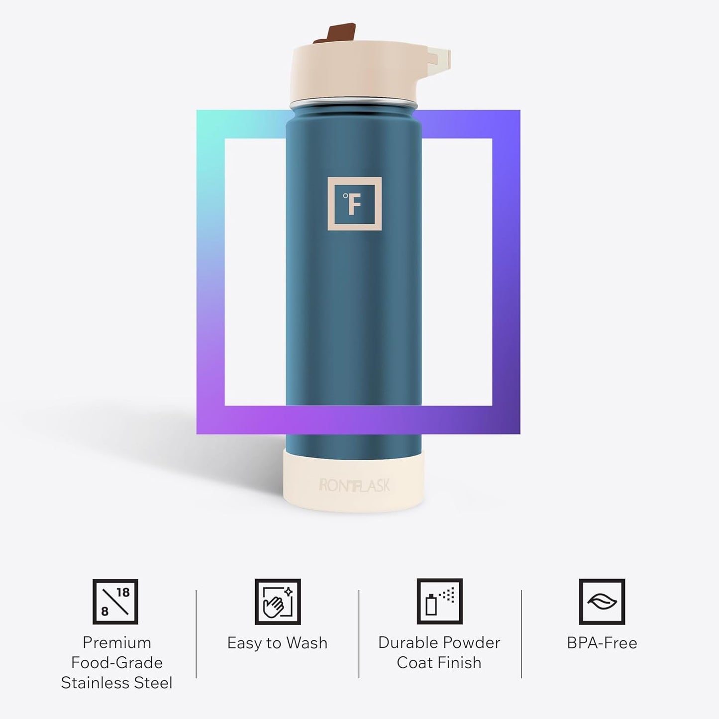 IRON °FLASK Camping & Hiking Hydration Flask with Straw, Wide Mouth Insulated Stainless Steel Sports Water Bottle - 22 oz Desert Oasis