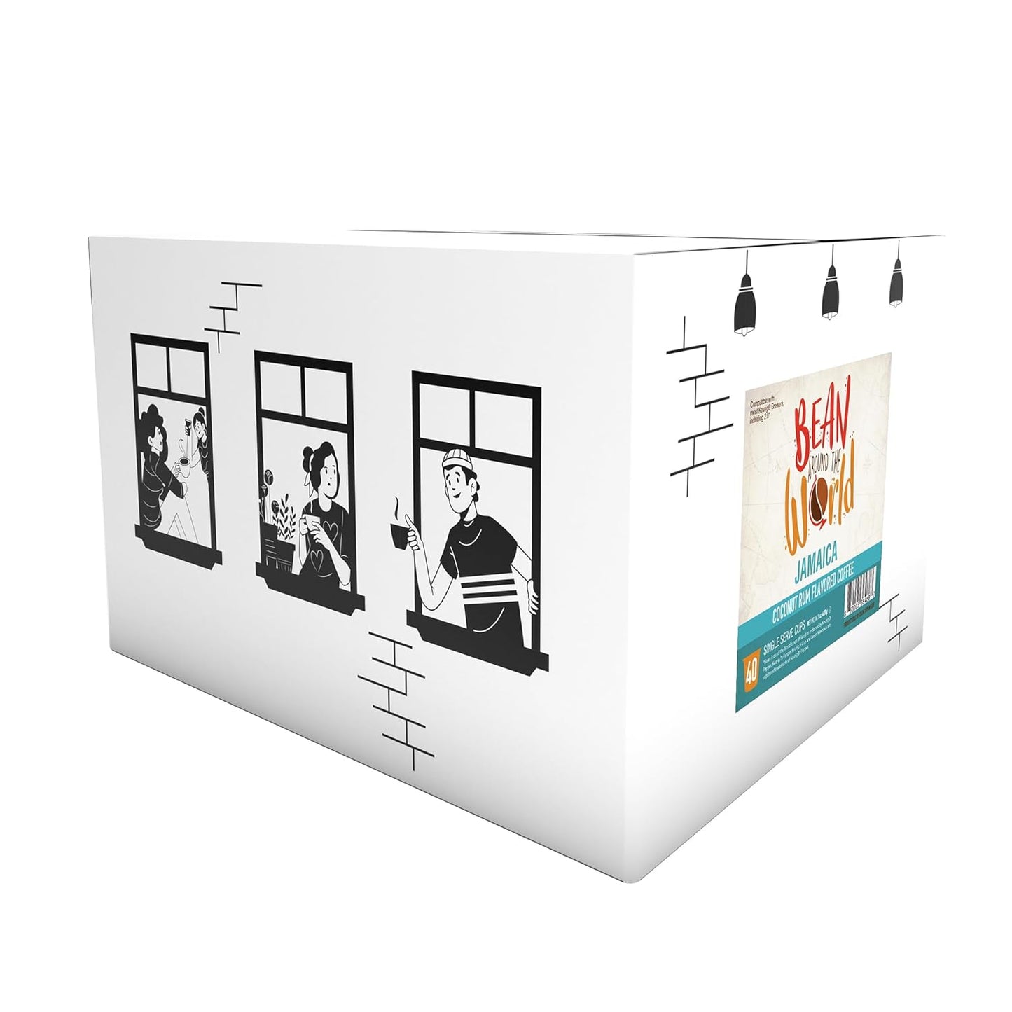 BEAN AROUND THE WORLD Flavored Coffee Compatible With 2.0 Keurig K Cup Brewers, Coconut Rum, 40 Count