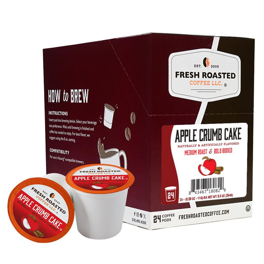 Fresh Roasted Coffee, Apple Crumb Cake, Flavored Coffee Pods, K-Cup Compatible, 24 Count