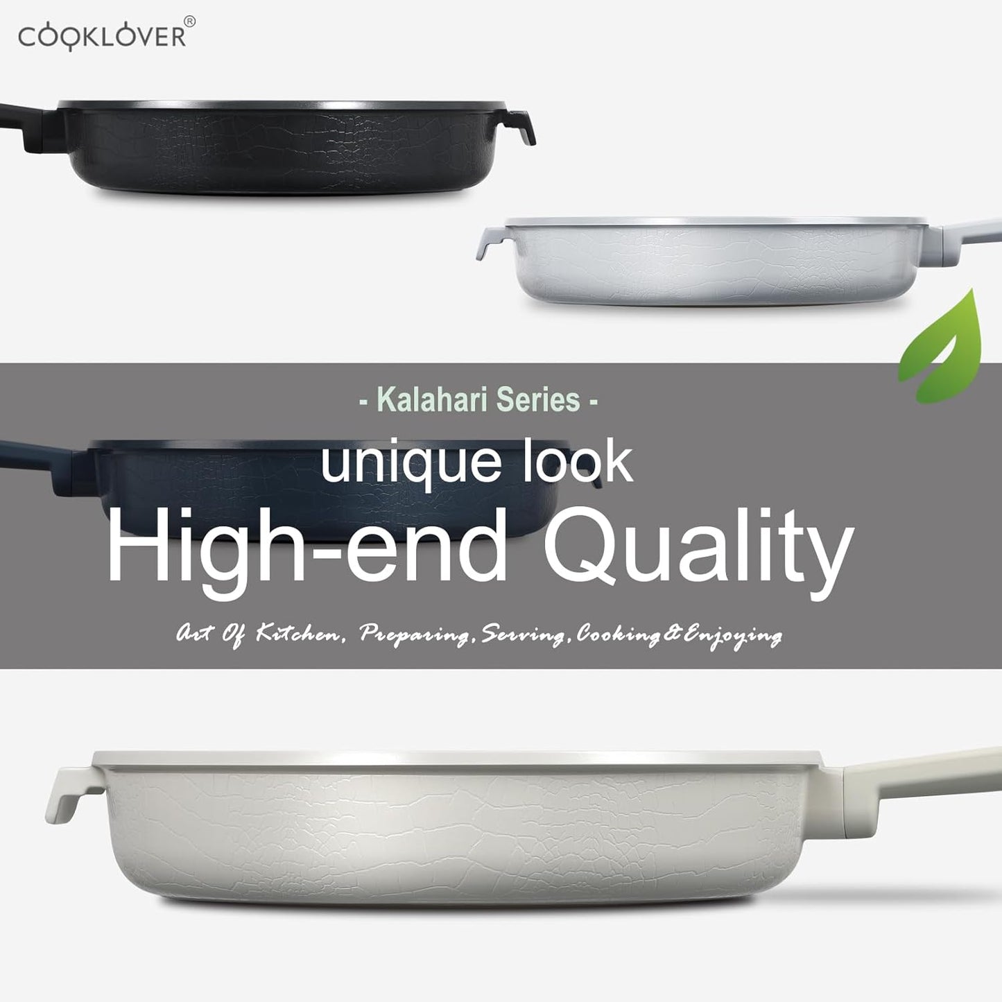 COOKLOVER Nonstick Ceramic Fry Pan, Non-Toxic, PTFE&PFOA Free, Induction Compatible Egg Skillet Frying Pan with Heat Resistant Handle, 9.5 Inch – Cream White